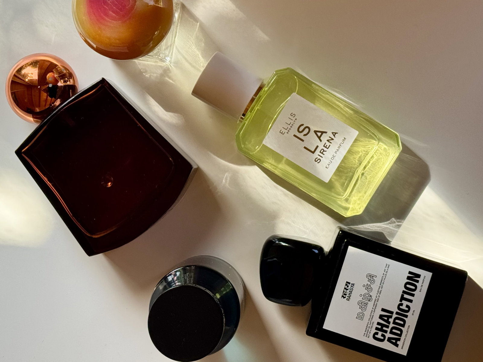 Indie fragrance brand bottles