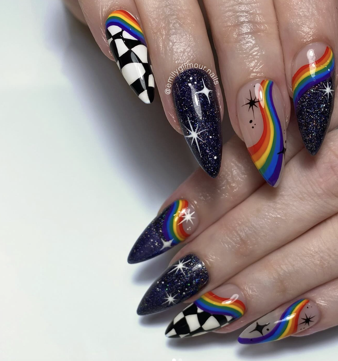 Mix ‘n Match Stiletto Pride Flag Nails