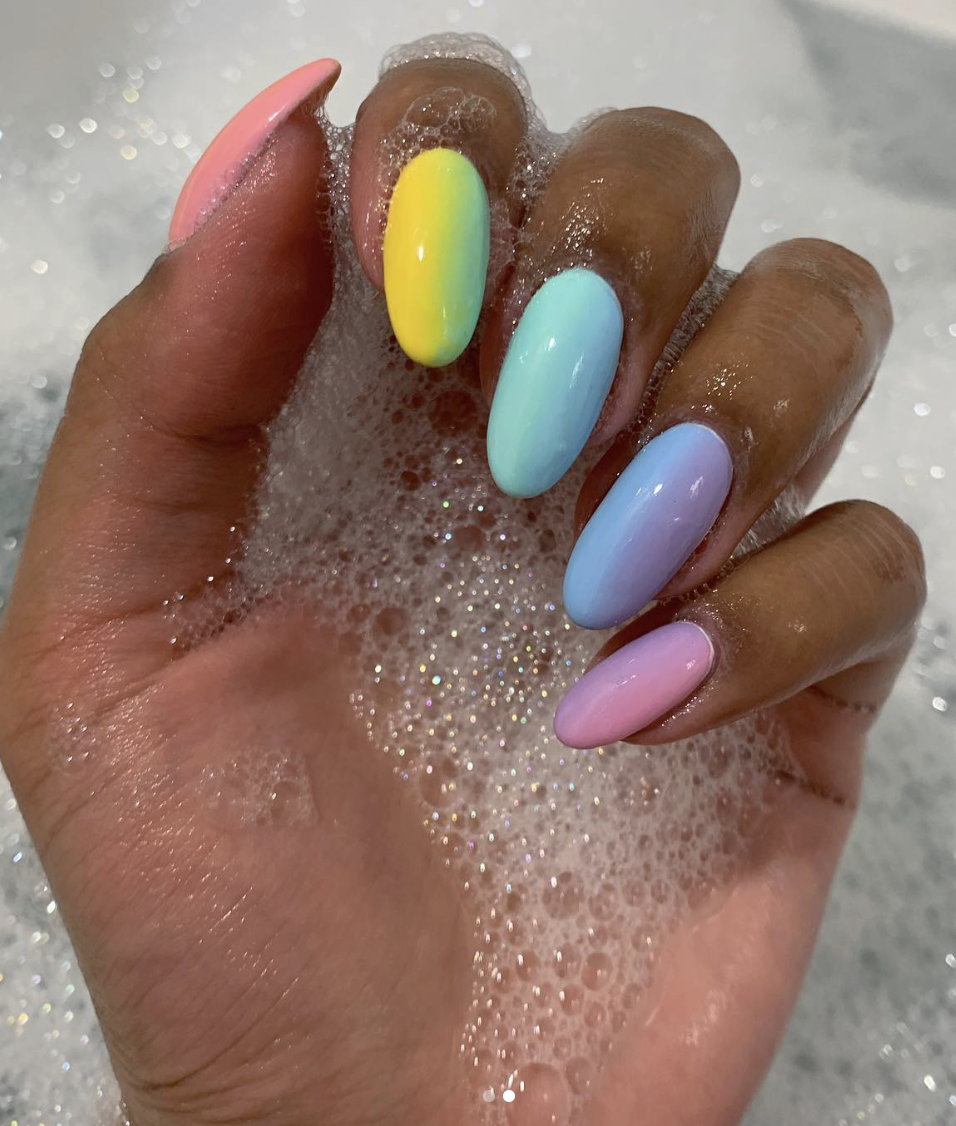 Almond Ombre Rainbow Nails