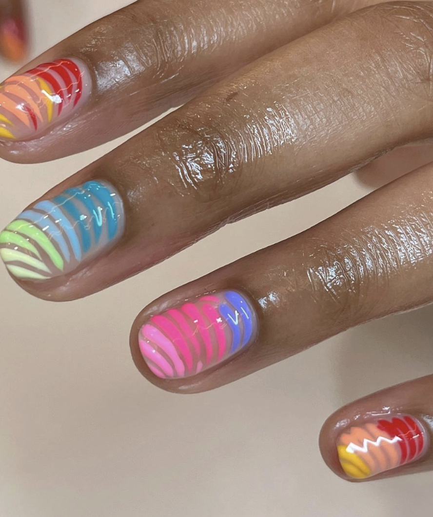 Short Glossy Pride Nails