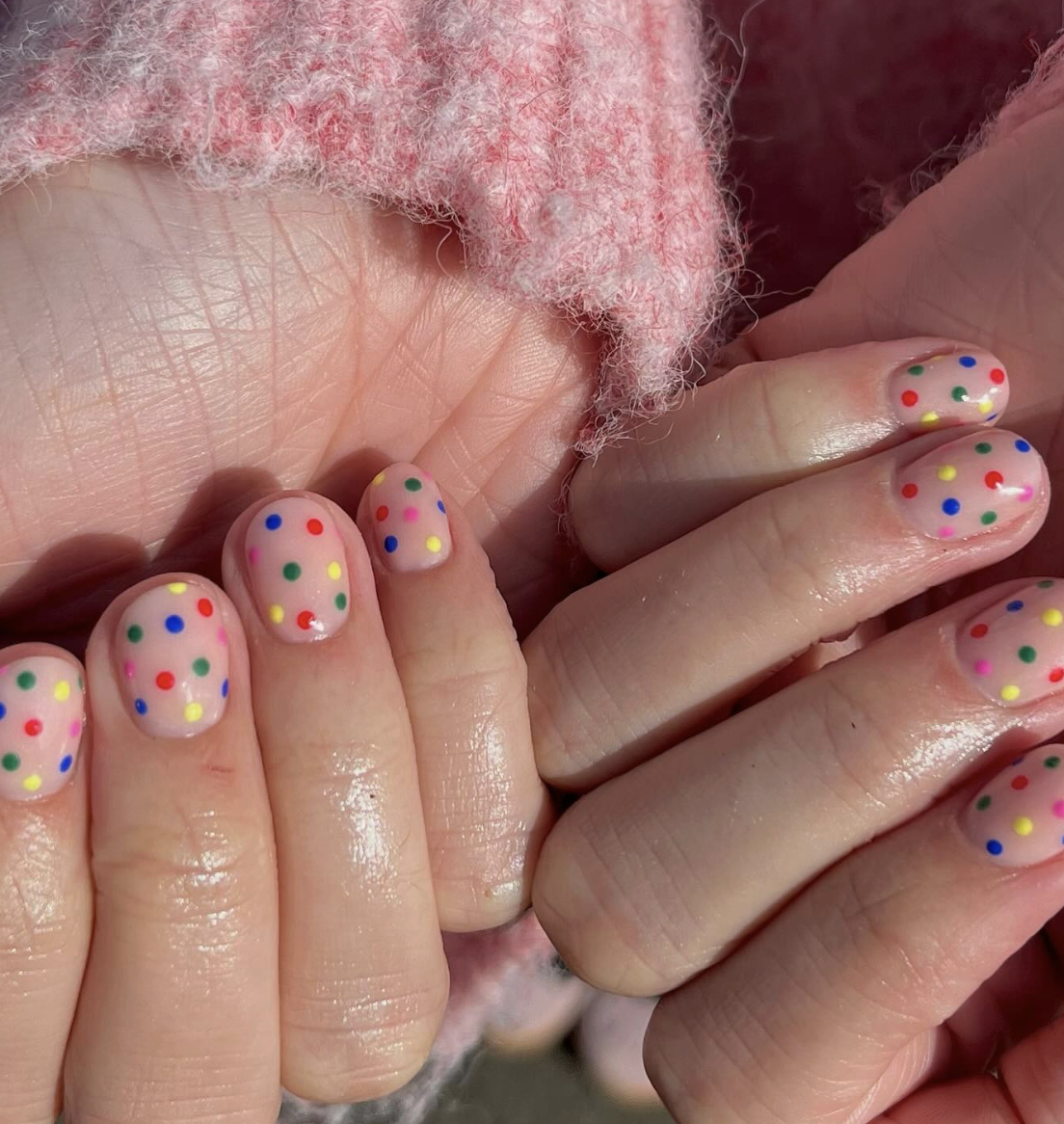 Simple Rainbow Nails with Dots