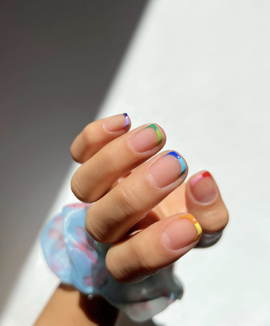 Two Tone Rainbow French Tips