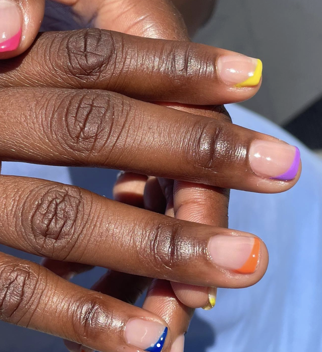 Rainbow Side French Nails