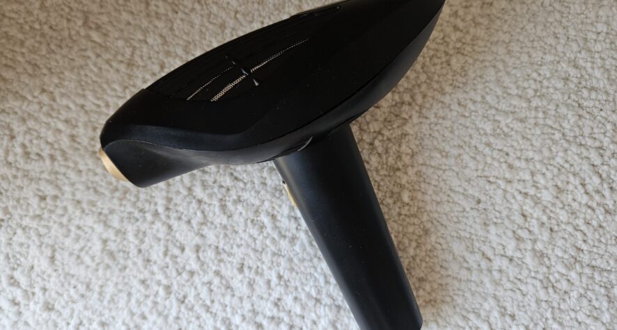 ViQure S-LD Hair Removal Device side profile showing the treatment head and ergonomic handle