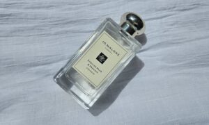 Jo Malone London English Pear & Freesia Cologne bottle photographed during our review