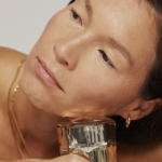 Menopausal woman with skincare