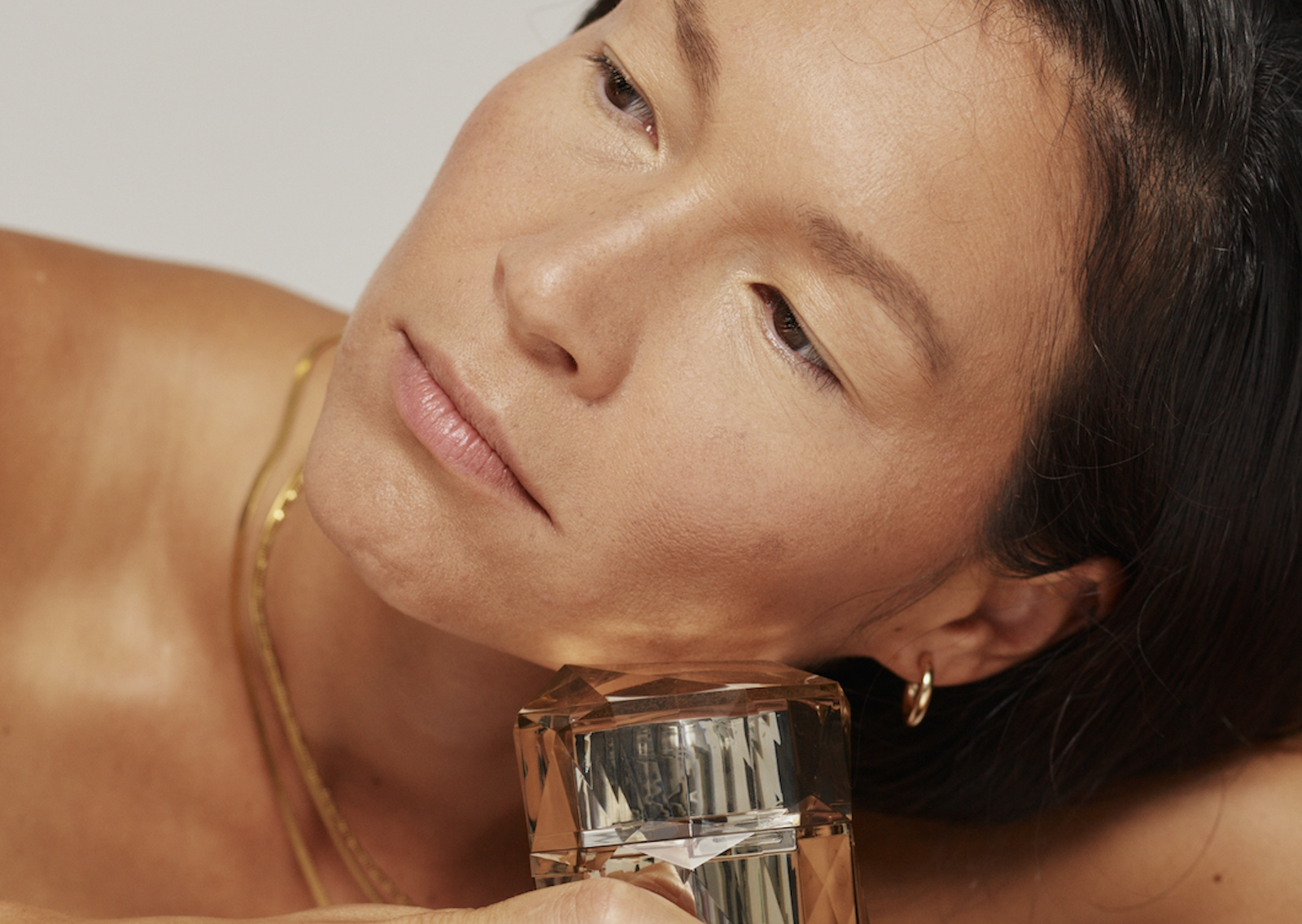 Menopausal woman with skincare