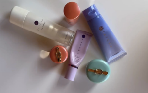 Tatcha skincare collection including The Milky Sunscreen SPF 50+, The Rice Wash and The Water Cream